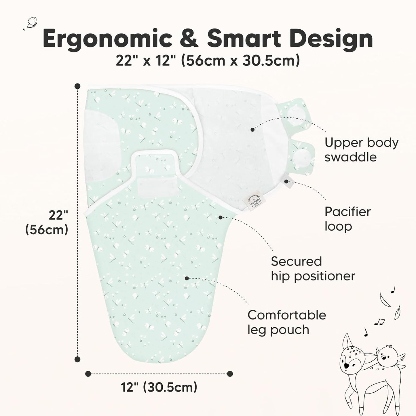 3-Pack Organic Baby Swaddle Sleep Sacks - Swaddles for Newborns, Infant 0-3 Months, Baby Girls, Boys, Soft & Snug Newborn Sleep Sack, Nursery Swaddling Blankets (Garden)