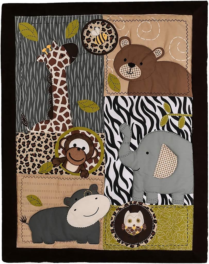 7 PCs Forest Animal Nursery Crib Bedding Set Baby Boy Elephant Giraffe Bear Cot Bedding Set