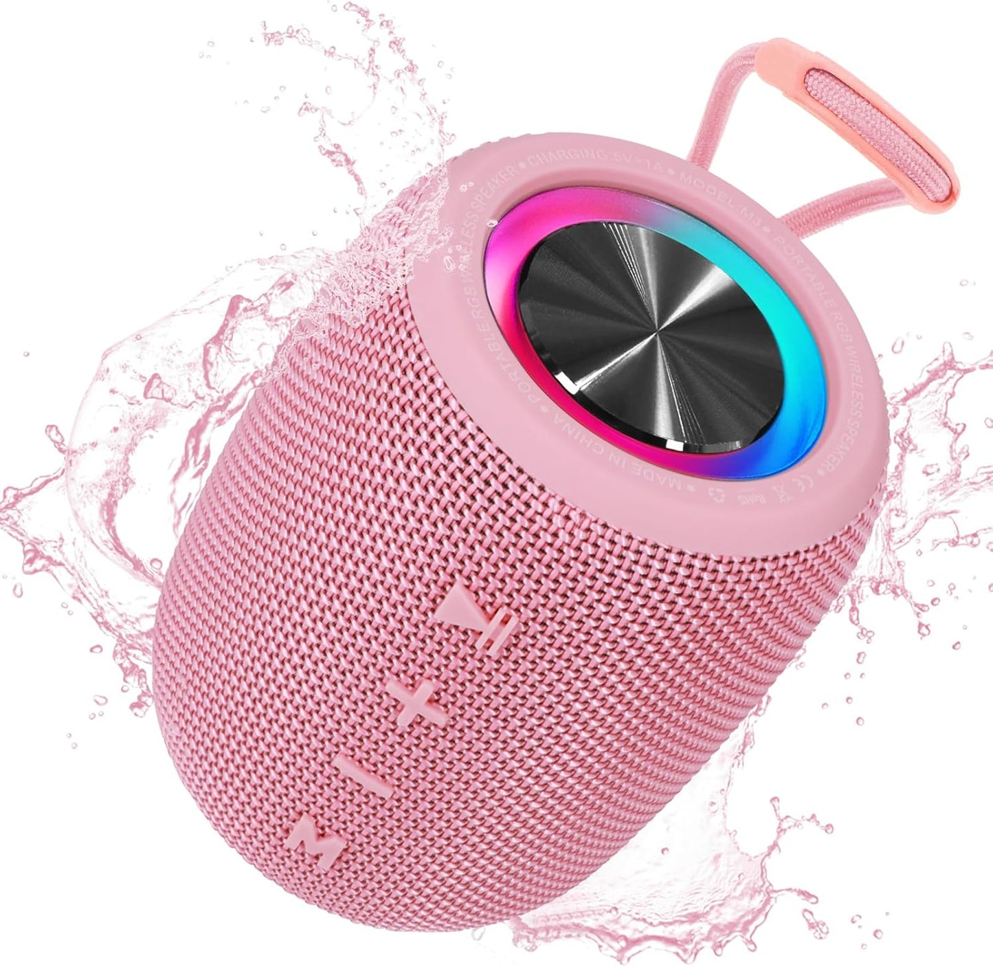 Portable Bluetooth Speaker, BT5.3 Wireless Speaker 20W Bass Diaphragms with Multi LED Light Dynamic Modes, IPX6 Waterproof 16H Playtime supports FM Mode, TF, USB for Home, Cycling, Outdoor, Beach