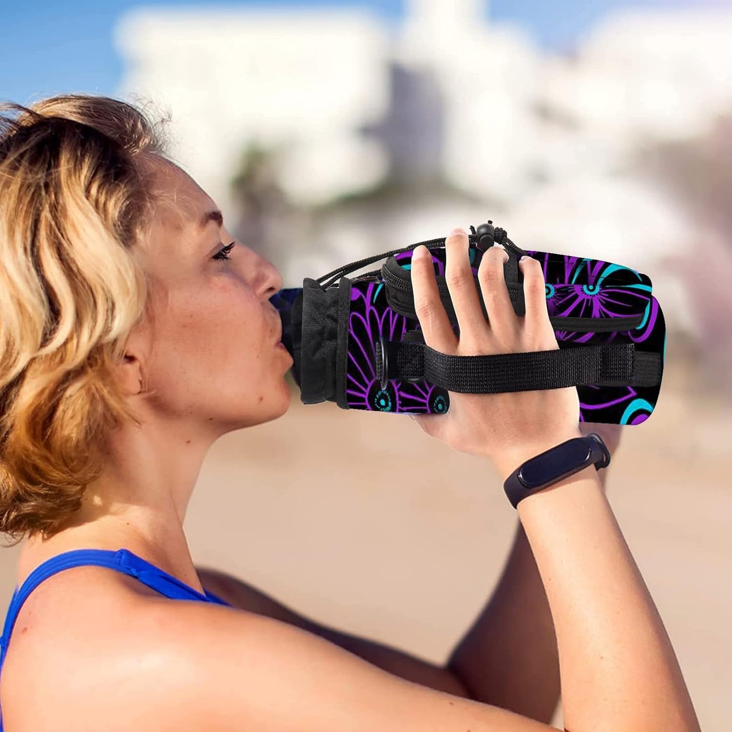 AUPET Water Bottle Sling Bag Sleeve Holder Carrier 25/32/40/64 oz,Insulated Crossbody Water Bottle Case Cover with Strap and Pockets for Men/Women Walking Hiking