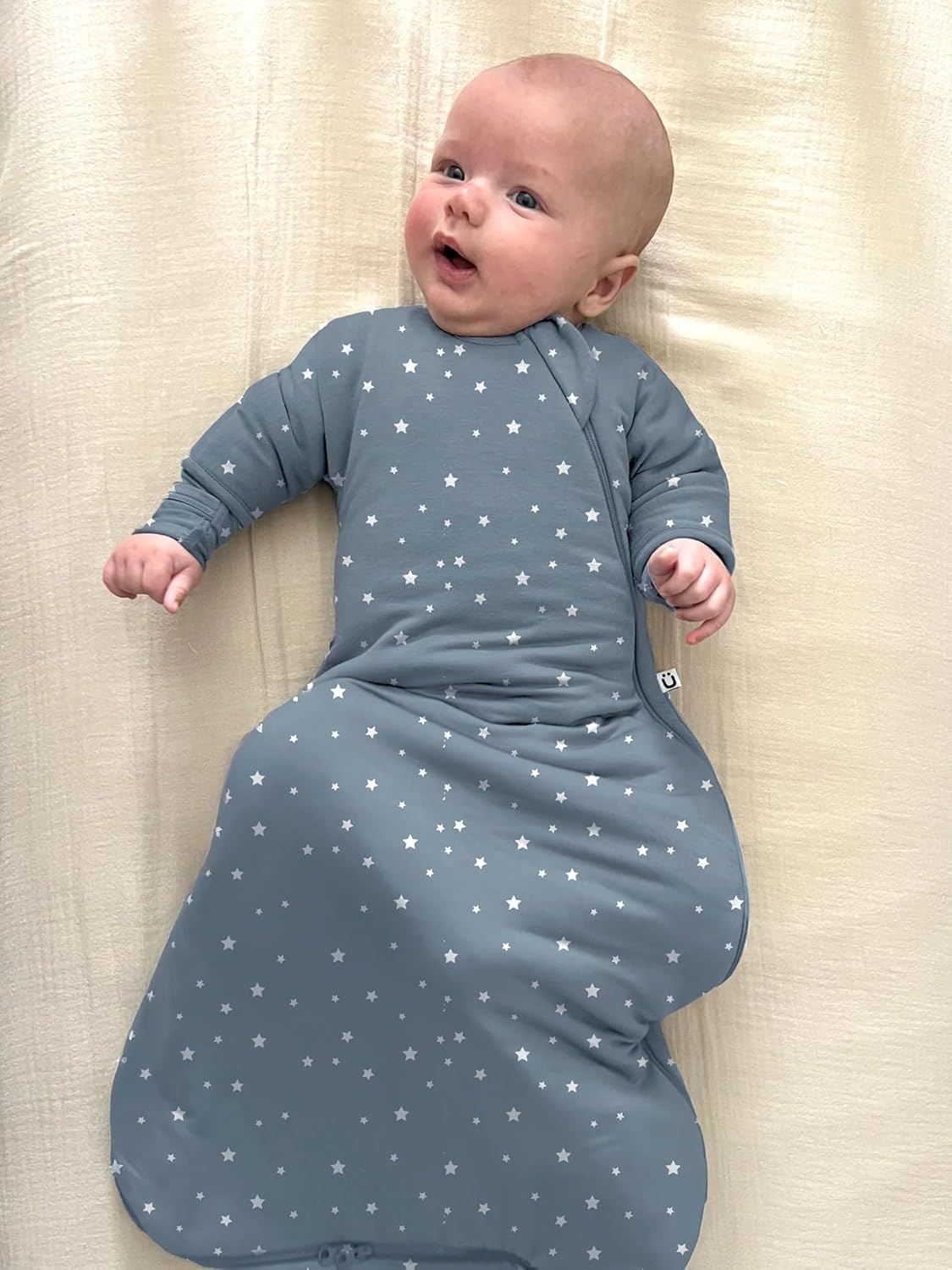 GUNAMUNA Unisex Baby Transitional Swaddle Bag, Easy Diaper Change Zipper, for Toddlers and Infants 3-6 Months, 0.5 TOG