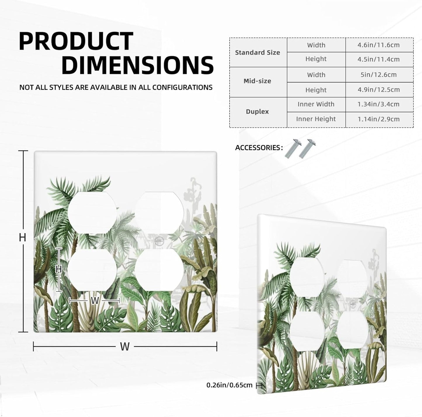 Palm Tree Banana Leaf Green Rainforest Natural Landscape Outlet Covers 2 Gang Double Duplex Decorative Light Switch Covers Electrical Wallplates Socket Faceplate for Bed Room Living Room Decor