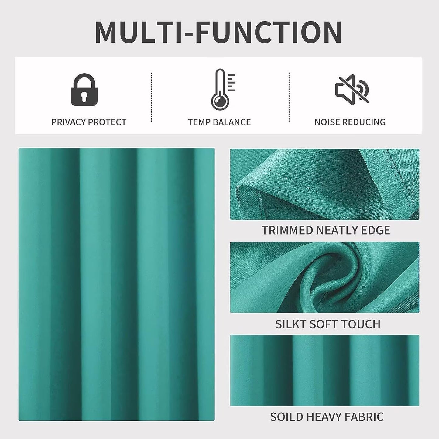 Joydeco Blackout Curtains 90 inch Long 2 Panels Set, Thermal Insulated Long Curtains & Drapes 2 Burg, Room Darkening Grommet Drapes for Bedroom Living Room Windows (W52 x L90 Inch, Peacock Blue)