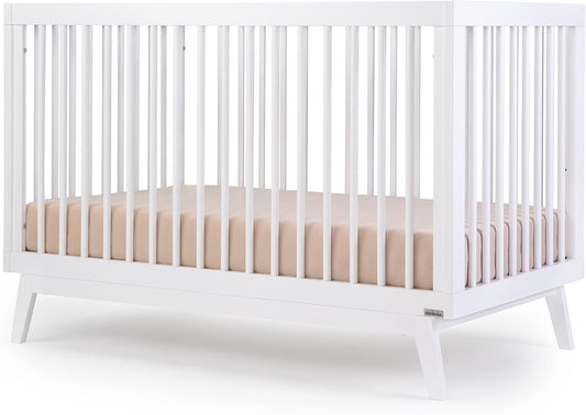 dadada Baby Soho 3-in-1 Convertible Wooden Crib to Toddler Bed - Made in Italy, GREENGUARD Gold Certified, Baby-Safe Finish, Sustainable Beech Wood, Modern Design, 3 Adjustable Heights (White)