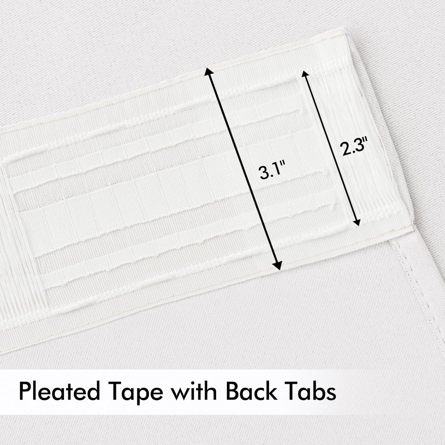 MIULEE Pure White Back Tab Light Blocking Curtains 72 Inch Length 2 Panels Set for Living Room Bedroom Privacy, Rod Pocket/Pinch Pleat Thermal Insulated Room Darkening Pleated Blackout Drapes