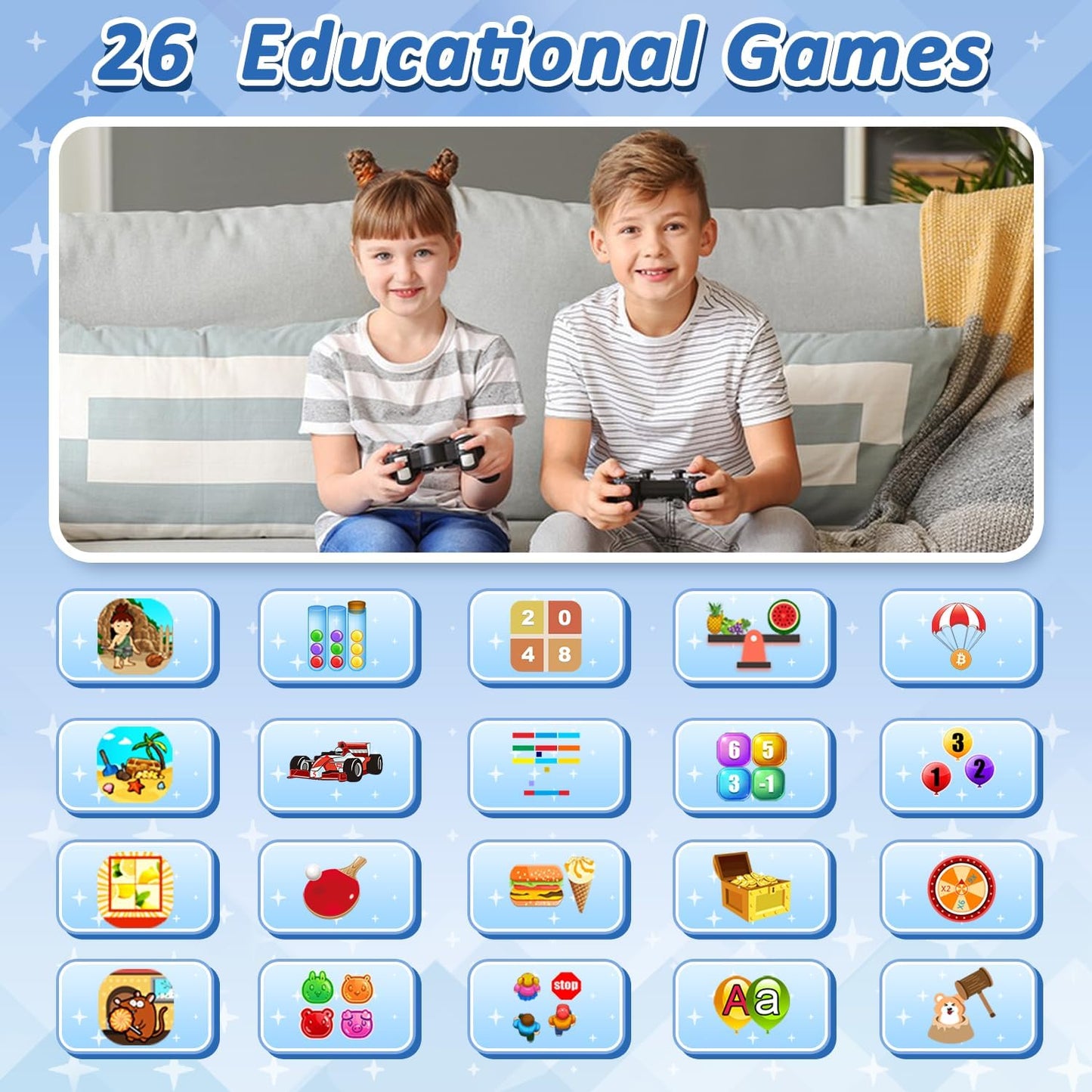 Upgrade Kids Smart Watch for Kids with 32 Puzzle Games HD Camera Video MP3 Player Audio Book Pedometer Flashlight 12/24 hr Kids Watches Gift for 4-12 Year Old Boys Toys for Kids