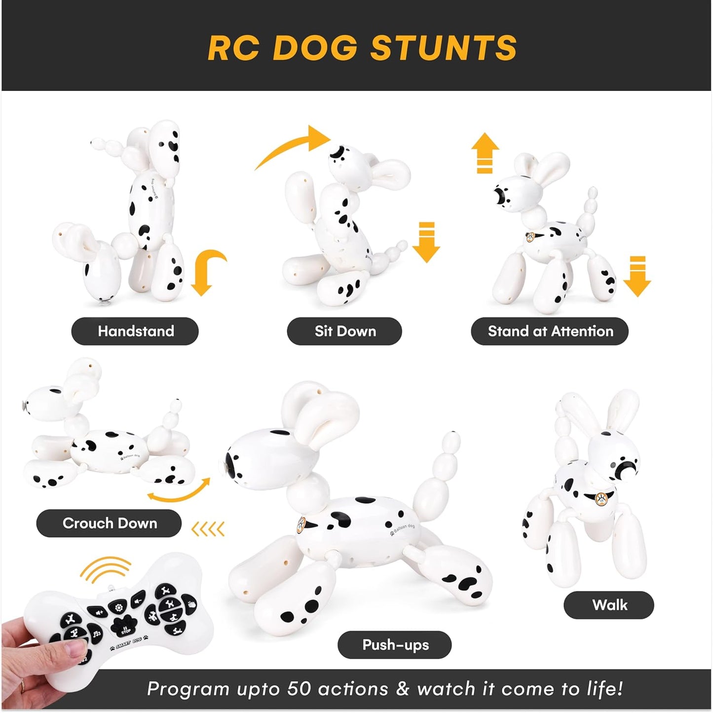 Top Race Remote Control Robot Dog - Smart Robotic Puppy Toy for Toddler - Fun Interactive RC Dogs - Durable Plastic Material - Versatile Educational Entertainment - White Dog Robot