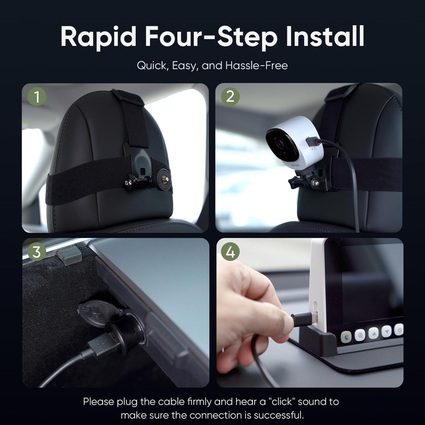 bonoch 5" 1440P Baby Car Camera - 360 Degree Rotating Wide View Backseat Rear Facing Mirror for Baby, USB Powered with Charger, Easy Setup Car Seat Monitor, Night Vision