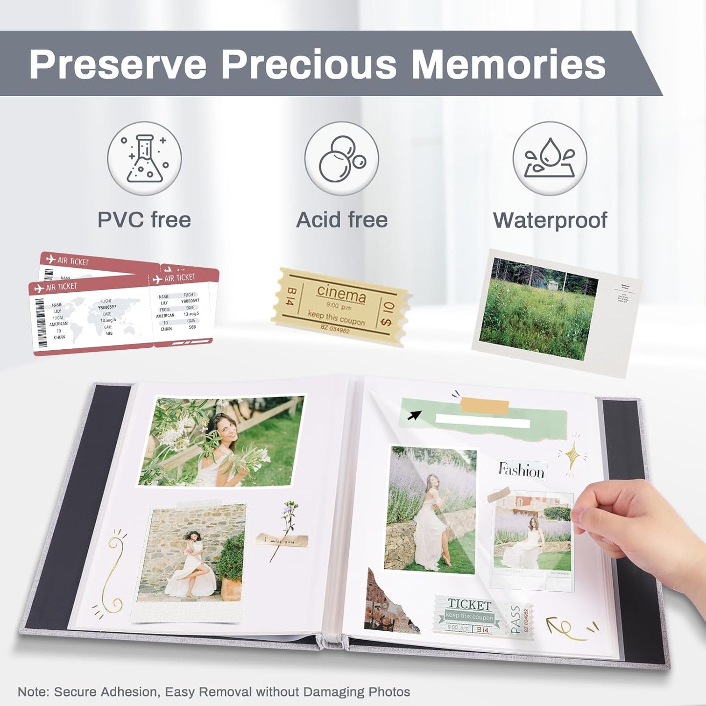 Photo Album Self Adhesive Pages Scrapbook Large Magnetic Photo Albums with Sticky Pages Scrapbooks for Wedding Baby for 4x6 5x7 8x10 Picture Photo Books 11x10.6 Blue 60 Pages