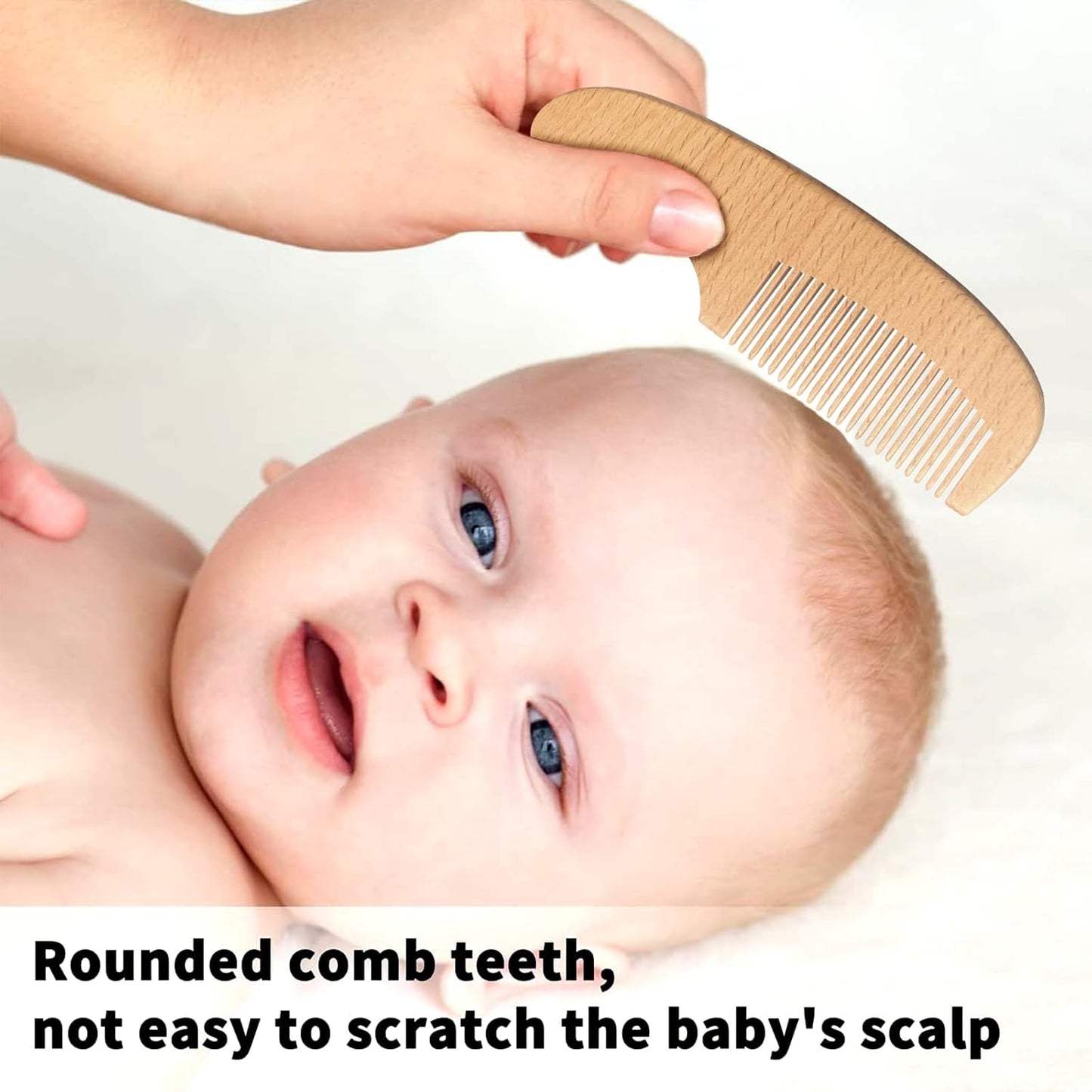 Baby Hair Care Kit, 5 in 1 Wooden Natural Goat Bristles Brush Cradle Cap Comb Baby Grooming Kit for Newborns Toddlers Boys Girls Gift