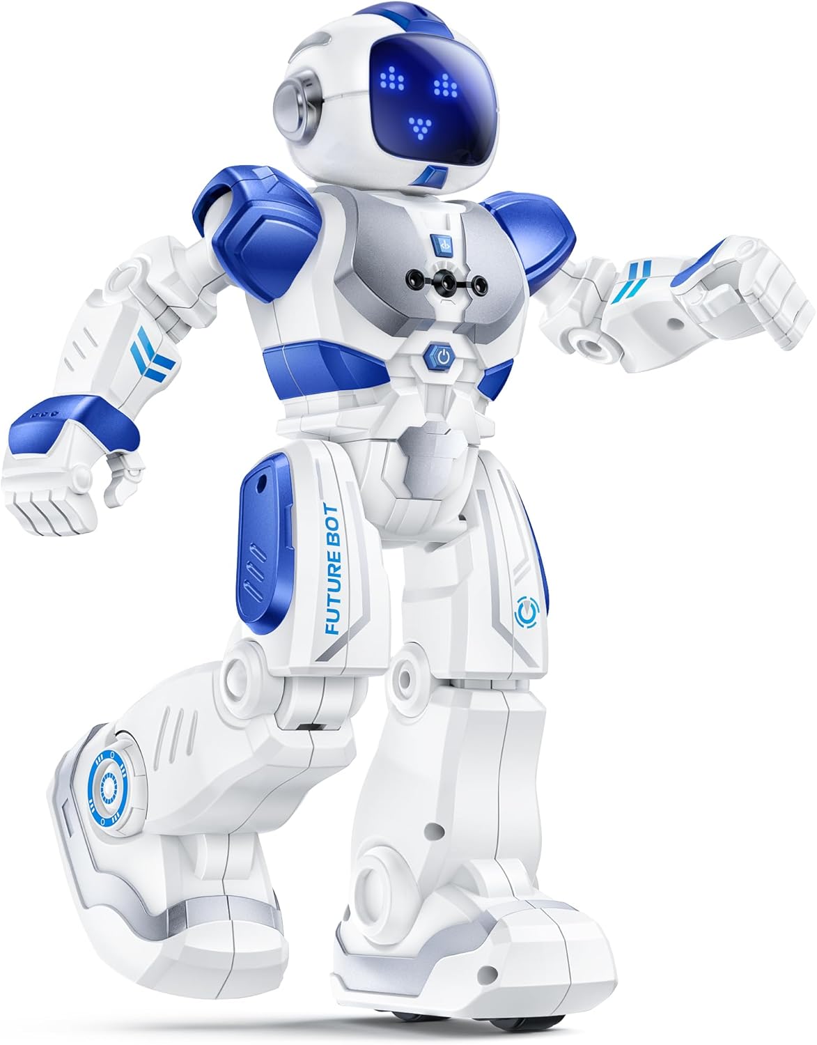 Ruko 6088 Programmable Robot with APP Control, Remote Control, Gesture Sensing Control, Rechargeable Robots Toys for Boys and Girls, Interactive Emoji LED Eyes, QA Games for 3 4 5 6 Years Kids, Blue