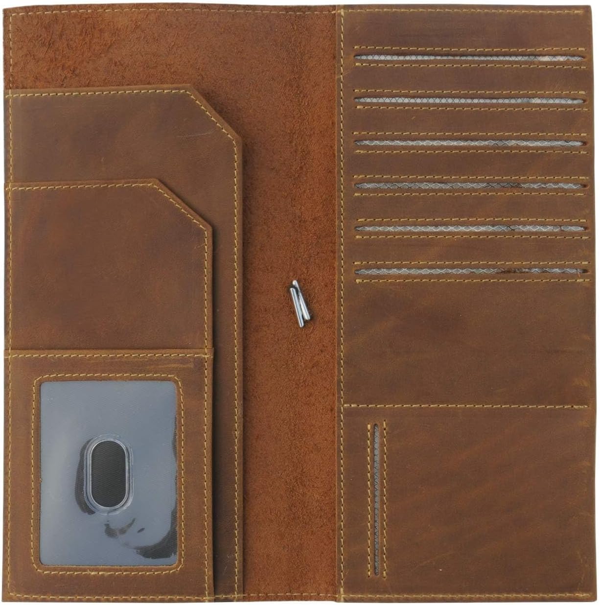 WANDERINGS Genuine Leather Passport Wallet - 4.25 x 9 - Large Leather Passport Holder for Travel - Folding Leather Travel Wallet Case with RFID Blocking, Travel Organizer for Men and Women