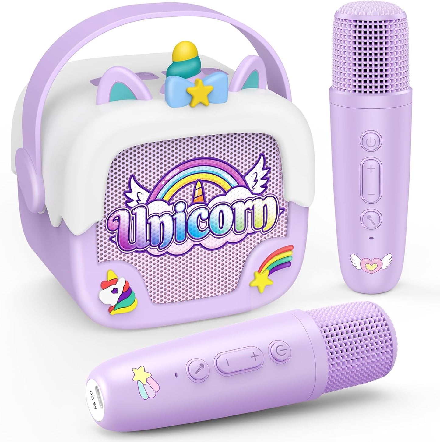 Mini Karaoke Machine for Kids Girls: Unicorn Portable Bluetooth Speakers with 2 Wireless Mic Toys for Girls Age 4-6 7 8 9 Years Old Girl Gifts Birthday Gifts for 5 6 7 8 9 10 11 Years Teens Purple