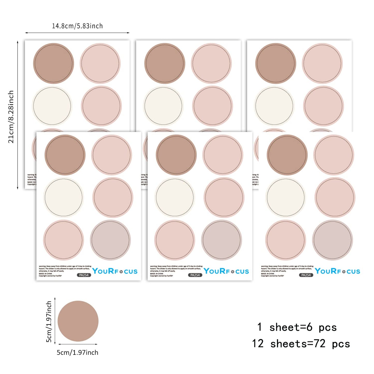 Boho Polka Dot Wall Decals Pink Dots Wall Sticker for Kids Baby Girls Living Room Bedroom Playroom (12 Sheets)