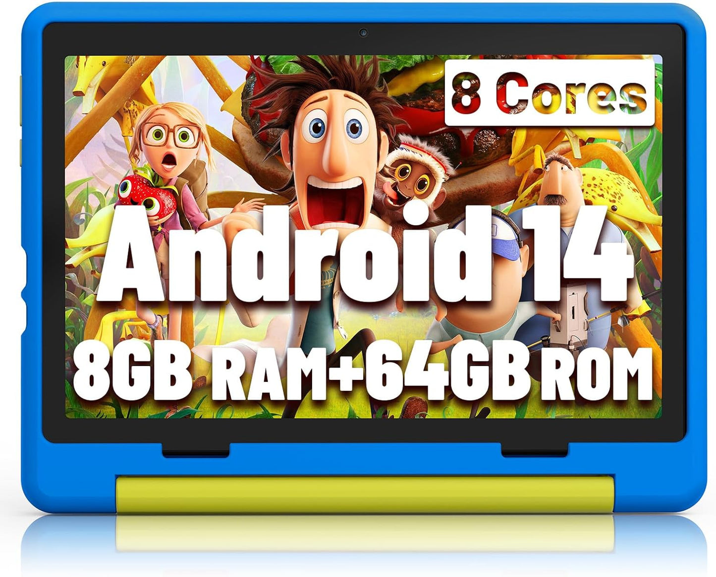 Kids Tablet｜Upgraded Android 14 Tablet 10 inch for Kids with Protective Case｜Octa-Core｜64GB｜1TB TF Card Expandable｜Dual Camera｜Parental Control｜Great Gift for Toddler(Blue)