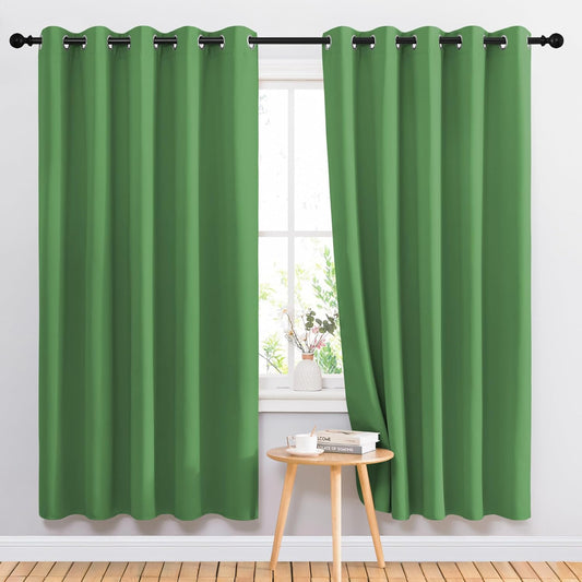 NICETOWN Blackout Draperies Curtains Panels - Window Treatment Thermal Insulated Solid Grommet Blackout Curtains/Panels/Drapes for Bedroom (Forest Green, Set of 2, 66 by 72 Inch)