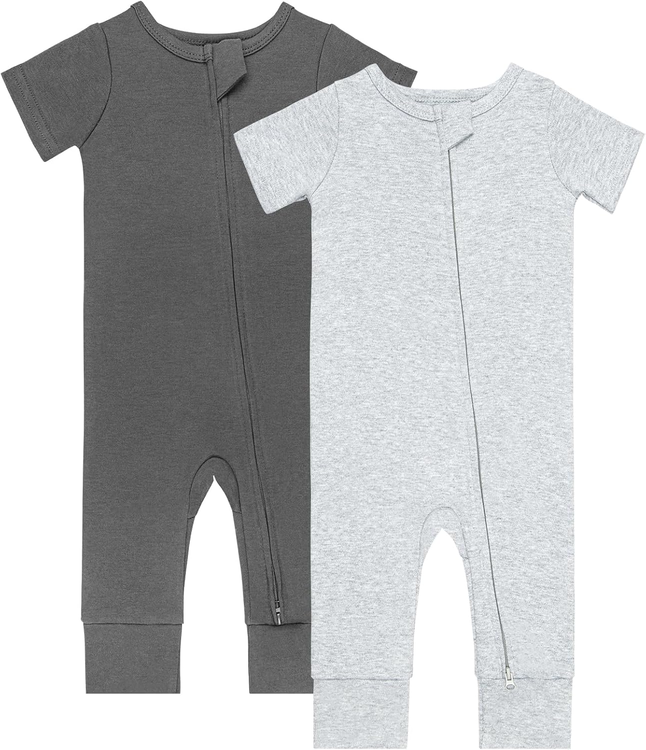 GUISBY Footless Short Sleeve Baby Pajamas with Zipper Cotton Infant Sleepwear