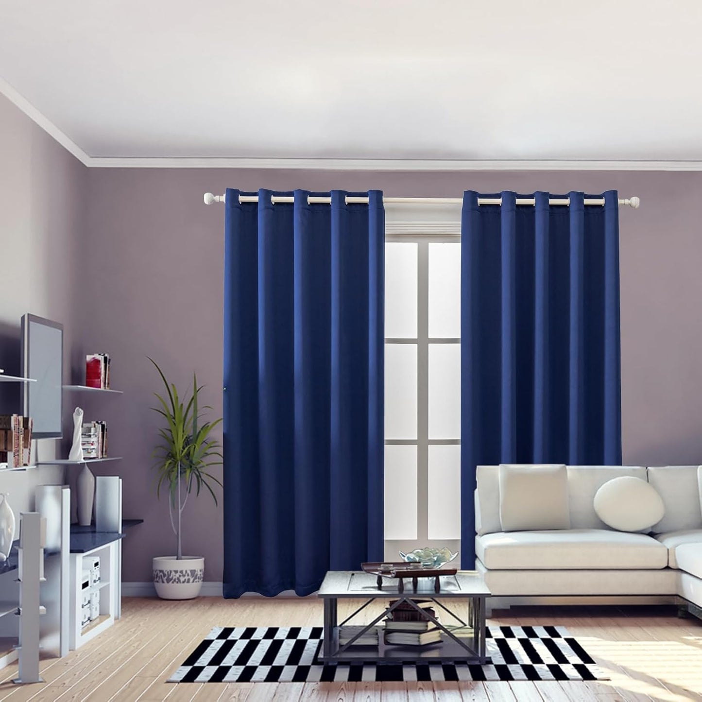 Anytime 100% Blackout Curtain Set, Thermal Insulated & Energy Efficiency Window Draperies for Guest Room, Full Shading Panels for Shift Worker and Light Sleepers（Navy Blue, 2 Panels, 70W x 84L）