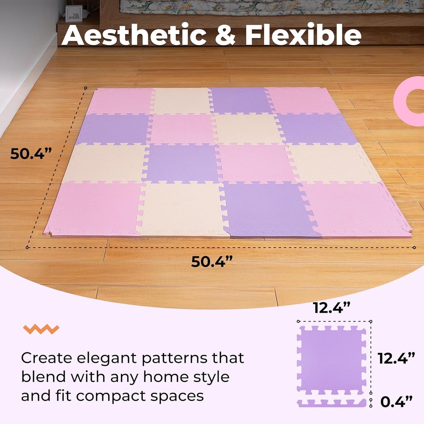 MioTetto Foam Floor Tiles for Kids - Non-Toxic Soft Comfortable Baby Play Mat, Thick Tummy Time Mat, Interlocking Foam Tiles for Development & Crawling, Soft Cushioned Play mat for Babies 6-12 Months