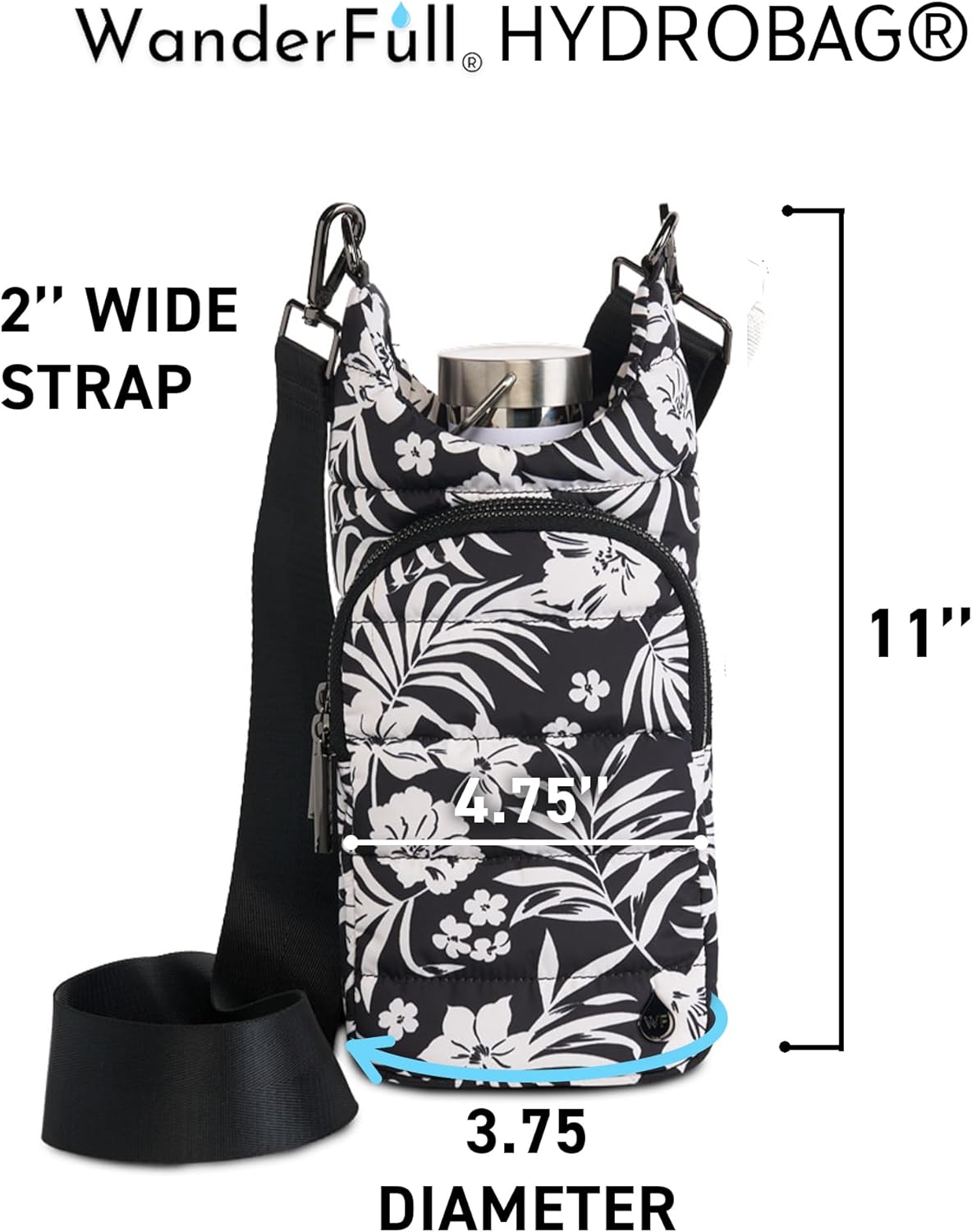 WanderFull® Original HydroBag® Collection, Water Bottle Holder w/Strap & Phone Pocket, Hands-Free Crossbody Water Bottle Bag