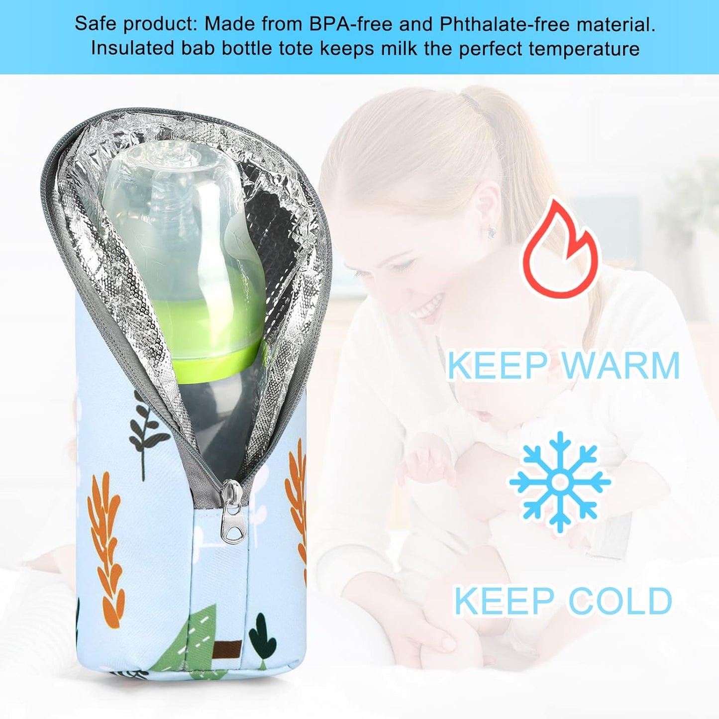 Accmor Baby Bottle Tote Bags, Insulated Breastmilk Cooler Bag, Nursing Bottle Warmer Bag for Nursing Mom Daycare Travel