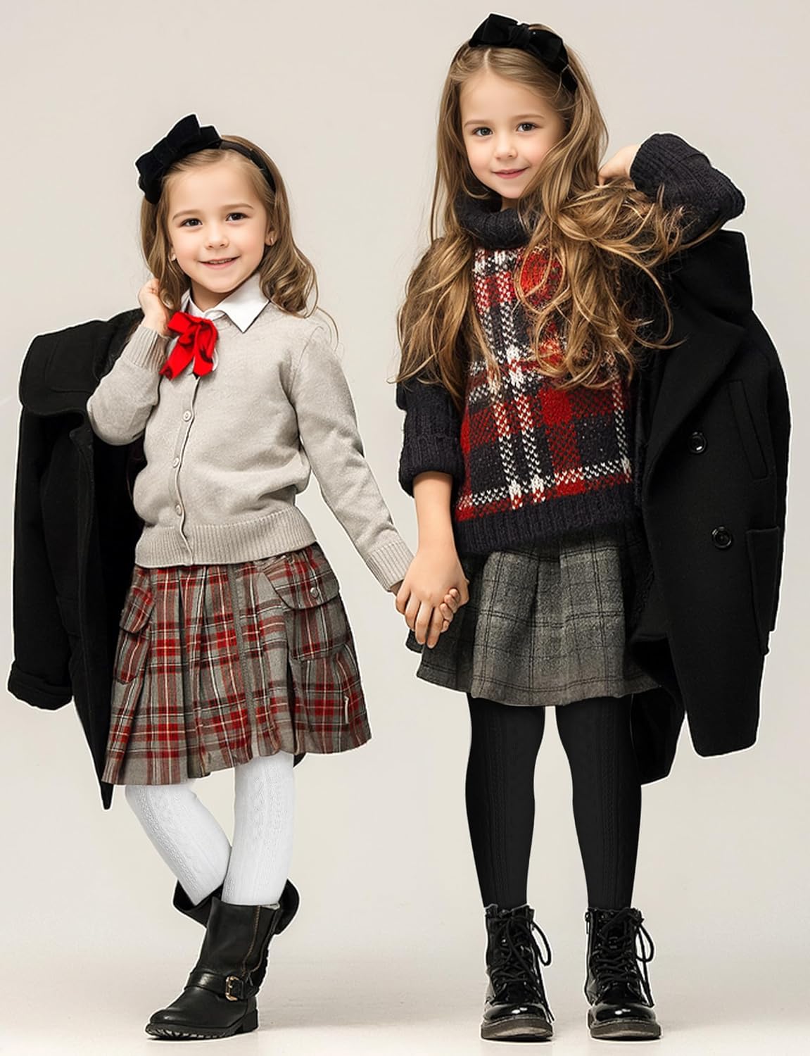 Baby Girls Tights Cable Knit Toddler Leggings Winter Solid Cotton Tights School Stockings 2 Pack 2T-12 Years