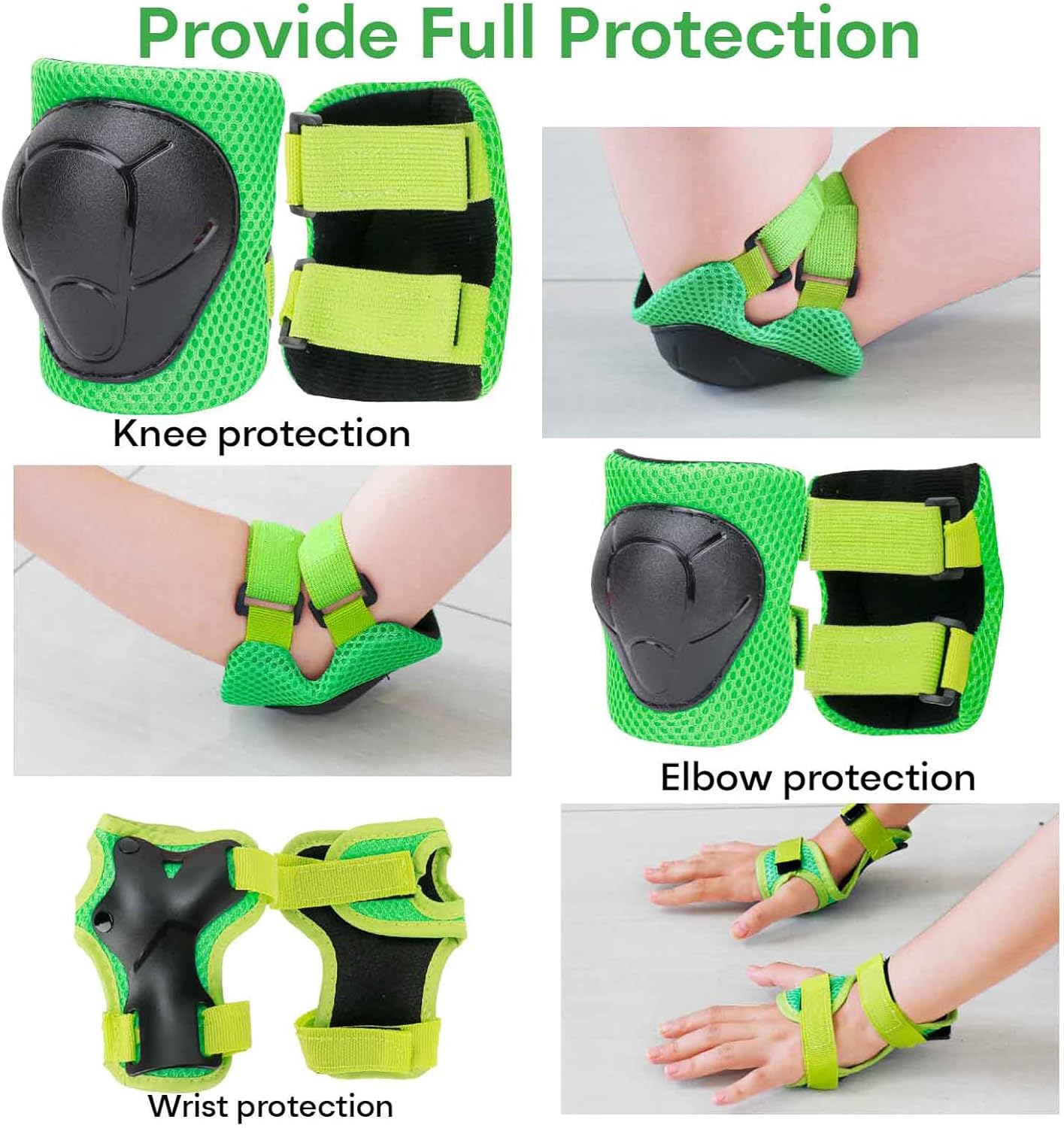 KAMUGO Kids Bike Helmet, Toddler Helmet for Ages 2-8 Boys Girls with Sports Protective Gear Set Knee Elbow Wrist Pads for Skateboard Cycling Scooter Rollerblading