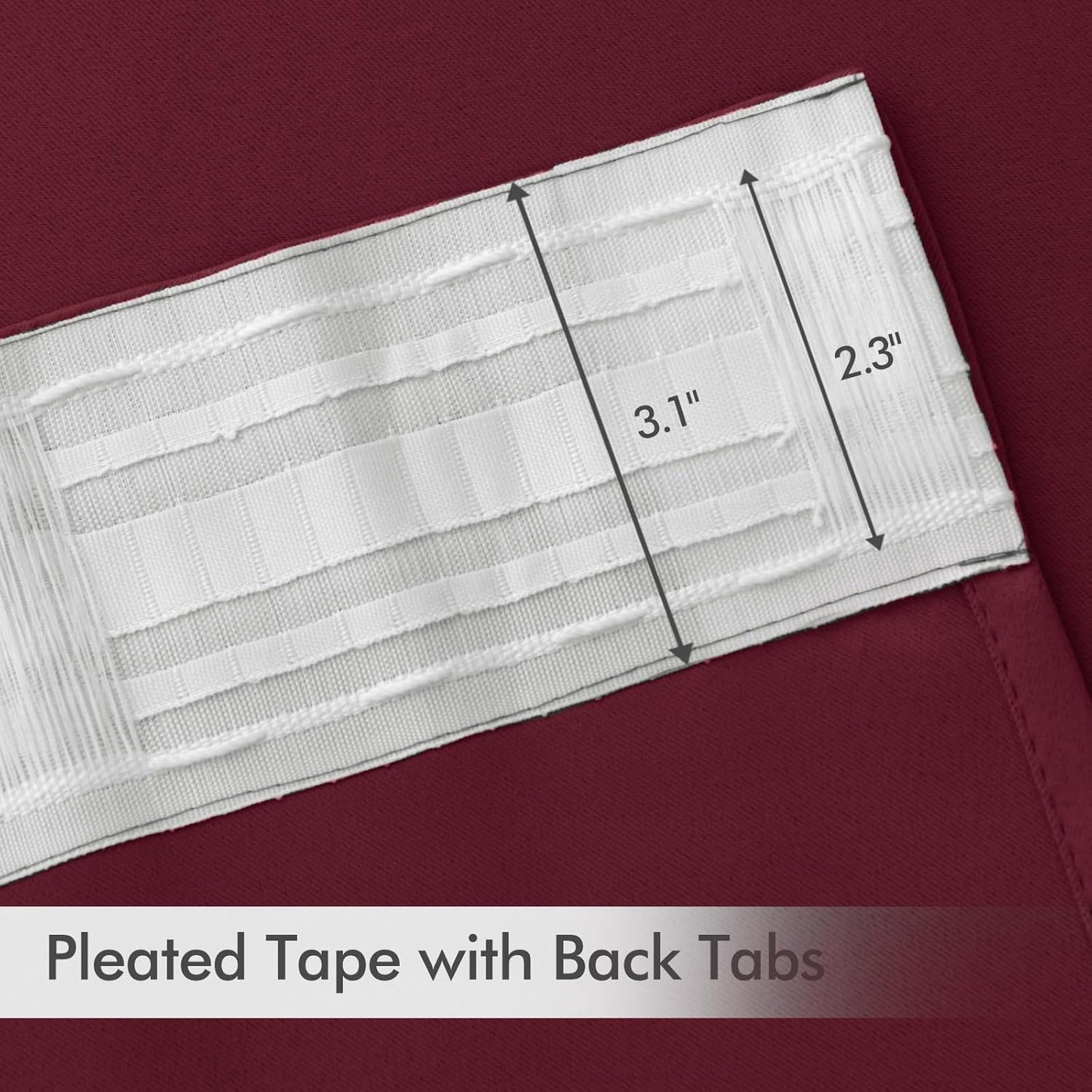 MIULEE Wine Red Back Tab Blackout Curtains 102 Inch Long 2 Panels Set for Bedroom, Rod Pocket/Pinch Pleated Thermal Insulated Living Room Darkening Light Blocking Floor to Ceiling Drapes