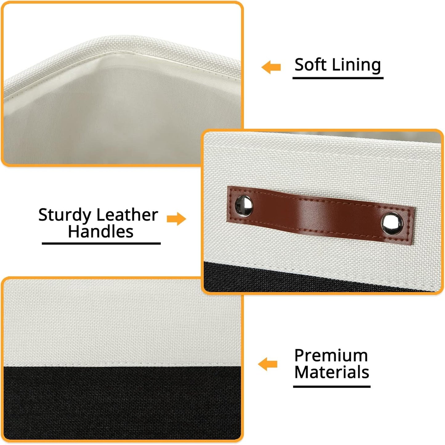 DULLEMELO Storage Baskets, 13 Inch Cube Storage Bins for Shelves Closet Nursery Toy Storage, Foldable Linen Closet Organizers Storage Baskets for Toy Closet Storage?4 Pack - 13" White&Black)