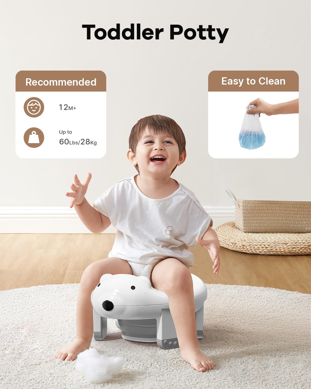 3 in 1 Potty Training Toilet & Toddler No-Slip Step Stool with Trash Bags and Spout Extender, Portable for Boys Girls Use in Indoor and Outdoor, Kids Portable Potty and Step Stool Set