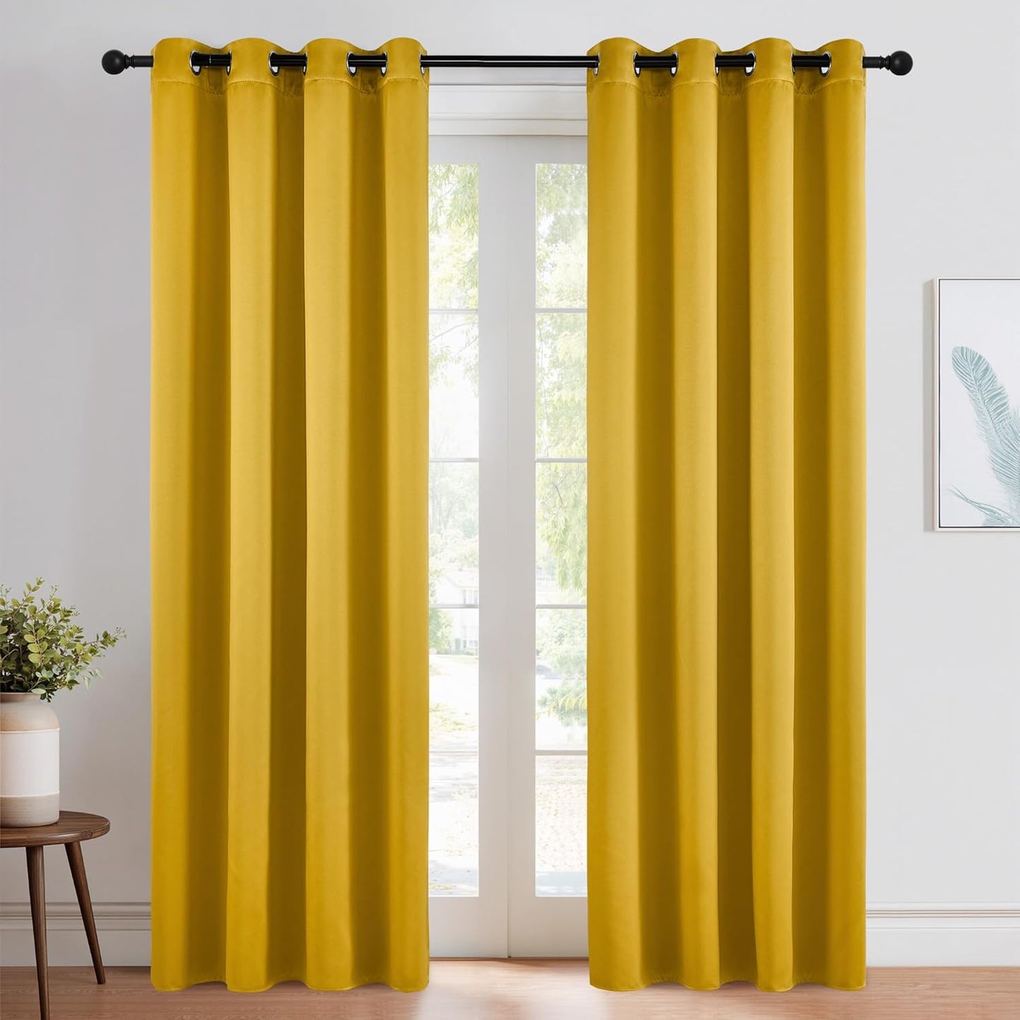 NICETOWN Gold Curtains 84 inches Long Blackout for Bedroom, Grommet Thermal Drapes Room Darkening Window Treatments for Living Room, W52 x L84, 2 Panels