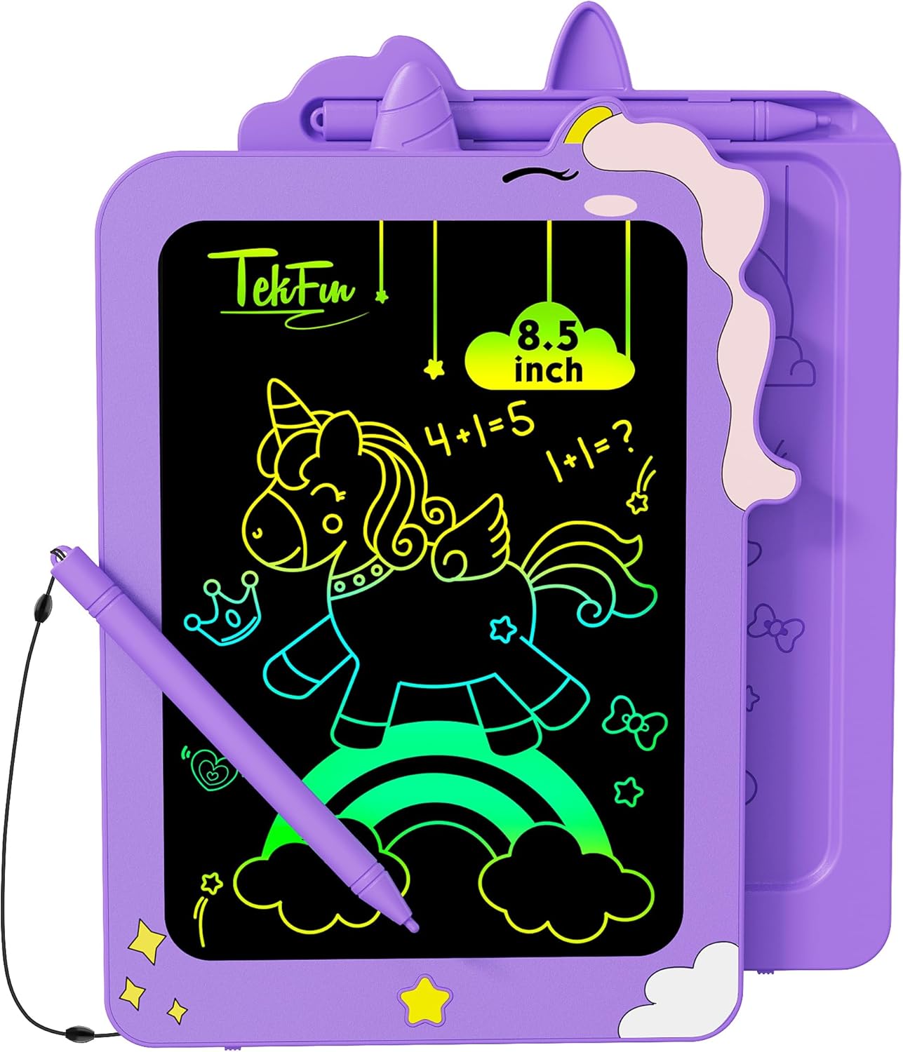 TEKFUN Birthday Gifts for Girls, 8.5inch Doodle Board, LCD Writing Tablet for Kids, Writing Pad Drawing Tablet, Travel Toys for 3 4 5 6 7 8 Year Old Boys Girls Birthday Christmas Gifts(Purple)