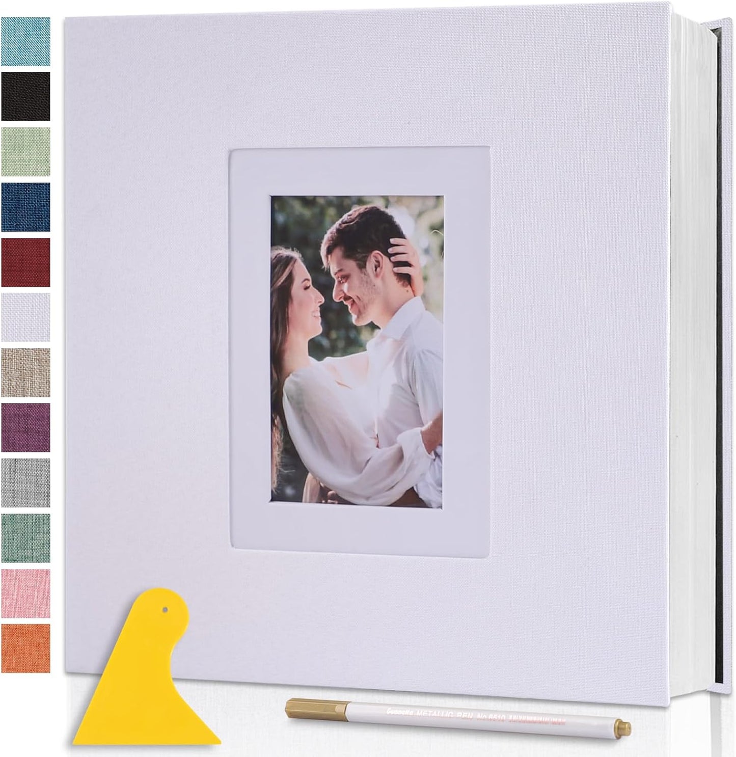 Photo Album Self Adhesive Pages Scrapbook Large Magnetic Photo Albums with Sticky Pages Scrapbooks for Wedding Baby for 4x6 5x7 8x10 Picture Photo Books 11x10.6 White 60 Pages