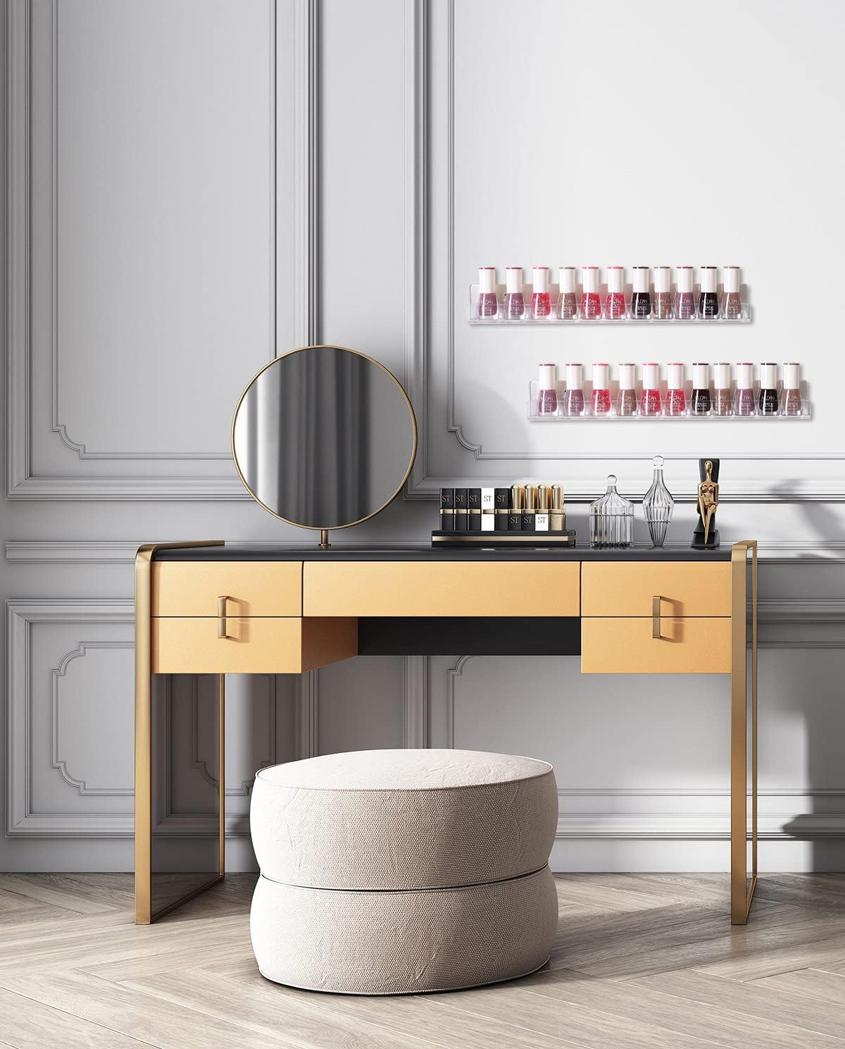 IEEK 6 PCS Acrylic Invisible Floating Bookshelf for Kids Room,15 inch Modern Picture Ledge Display Toy Storage Wall Shelf Vinyl Record Shelf U Shelves Storage Rack