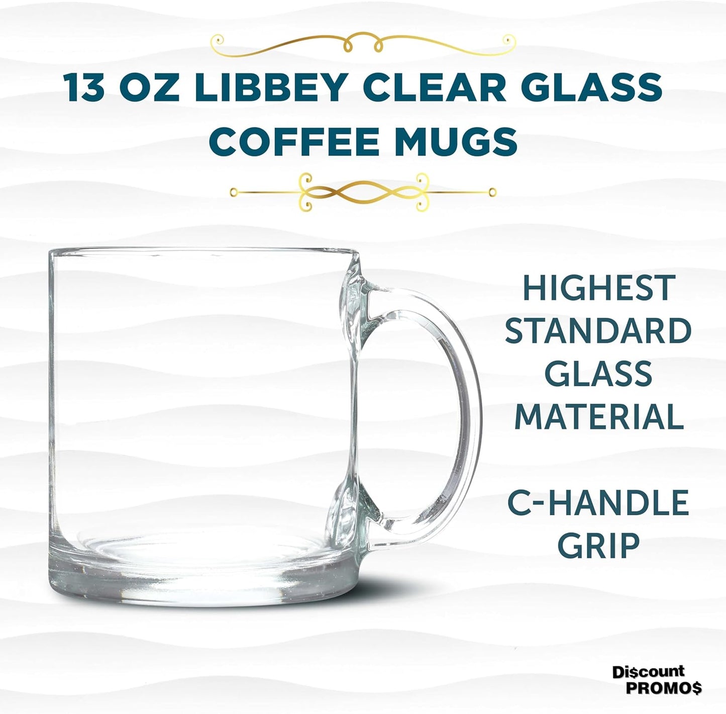 Libbey Clear Glass Coffee Mugs 13 oz. Set of 10, Bulk Pack - Perfect for Coffee, Tea, Espresso, Hot Cocoa, Other Beverages - Clear Bottom