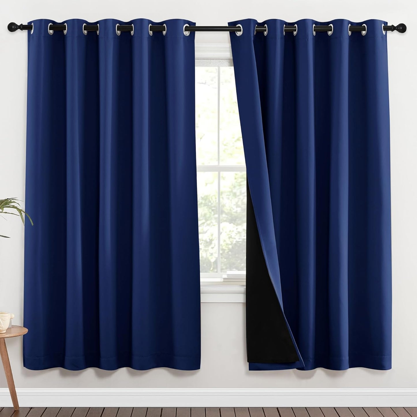 NICETOWN Full Shade Curtain Panels, 62 x 72 inch, Royal Blue, Pair of Energy Smart & Noise Blocking Out Blackout Drapes for Dining Room Window, Thermal Insulated Guest Room Lined Window Dressing