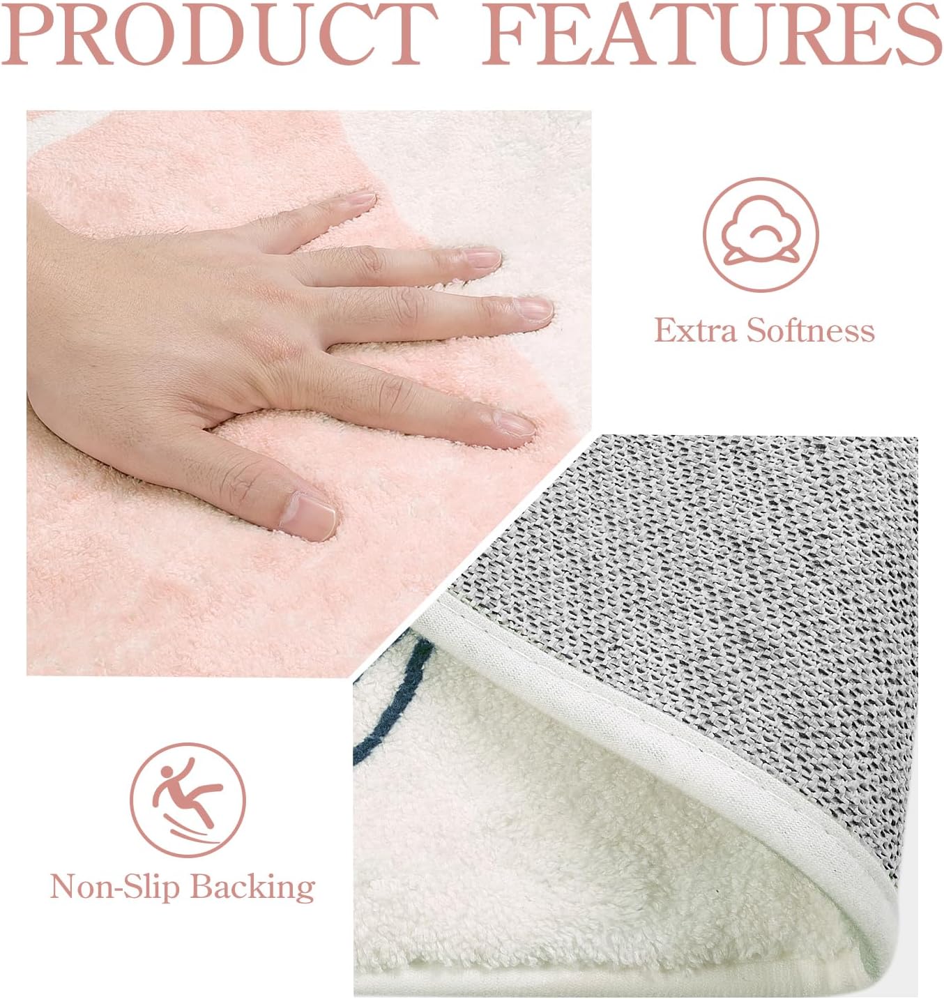 Lahome Washable Runner Rug for Hallway - 2x4 Non-Slip Throw Soft Bathroom Rug Runner Lightweight Pink Kitchen Mat, Boho Botanical Print Indoor Carpet Runner for Entrance Bedroom Laundry Living Room