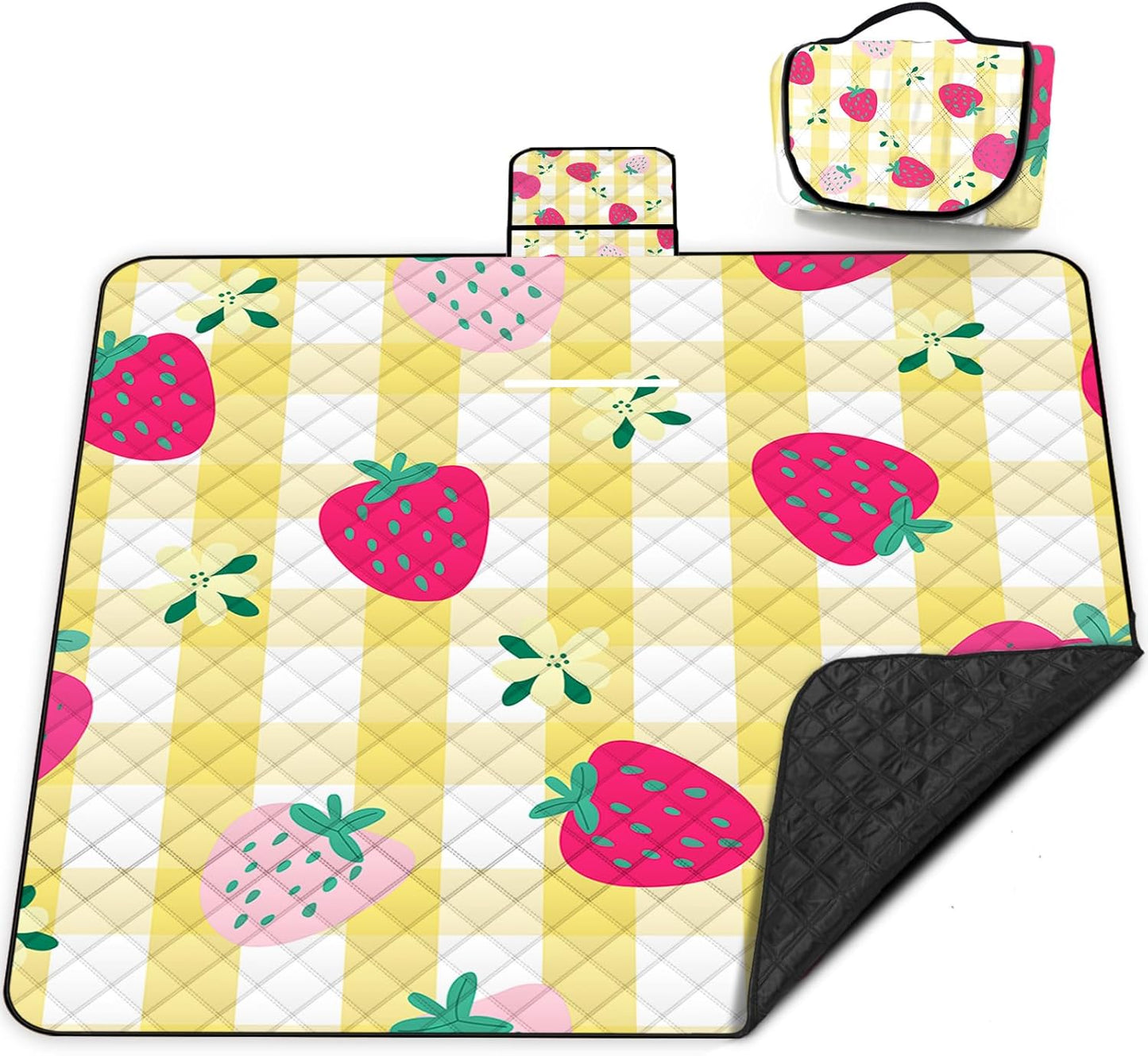 Extra Large Picnic Blanket Waterproof,80"x 80"Foldable Machine Washable Beach Blanket,Outdoor Blanket for 6-8 Adults,Picnic Mat Suitable for Indoor Crawling,Park Beach,Camping,Hiking,Travel（Yellow）