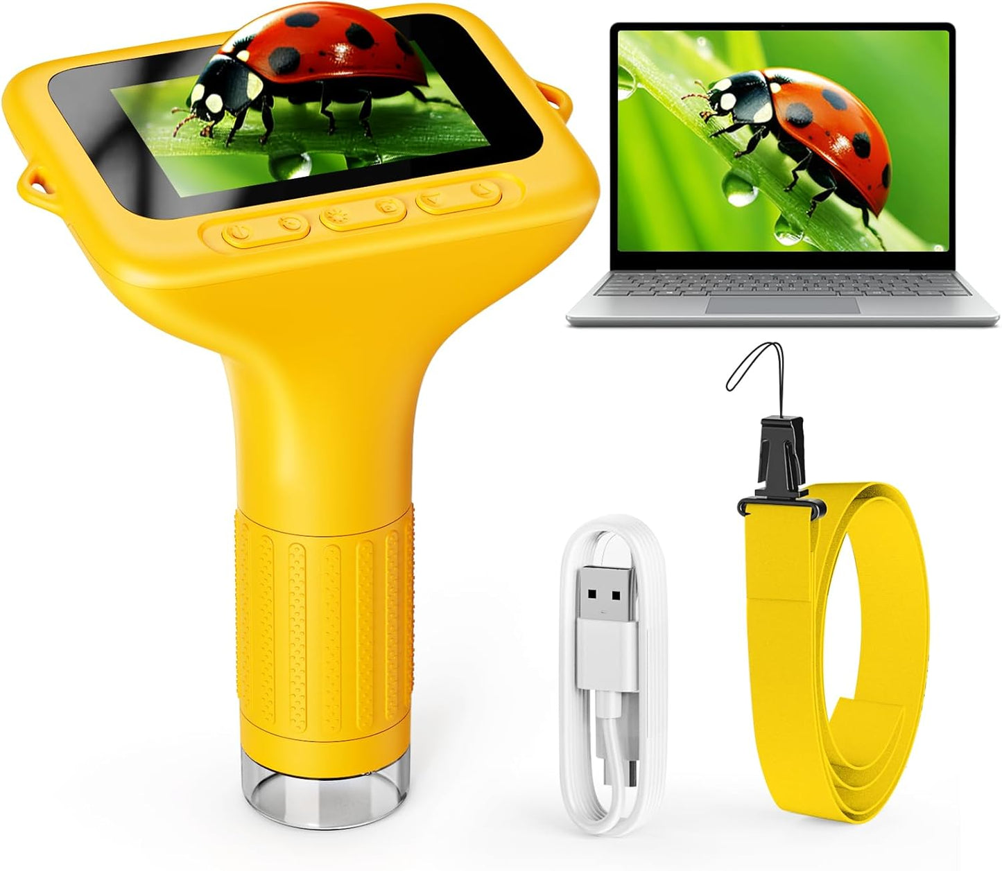 Microscope for Kids, 3'' Digital Handheld Kids Microscope with Adjustable Light, 1000X 1080P Pocket Portable Mini Micro Scope, Stem Toys for Ages 5-7 8-12 Teen Boys and Girls Educational Gifts, Orange