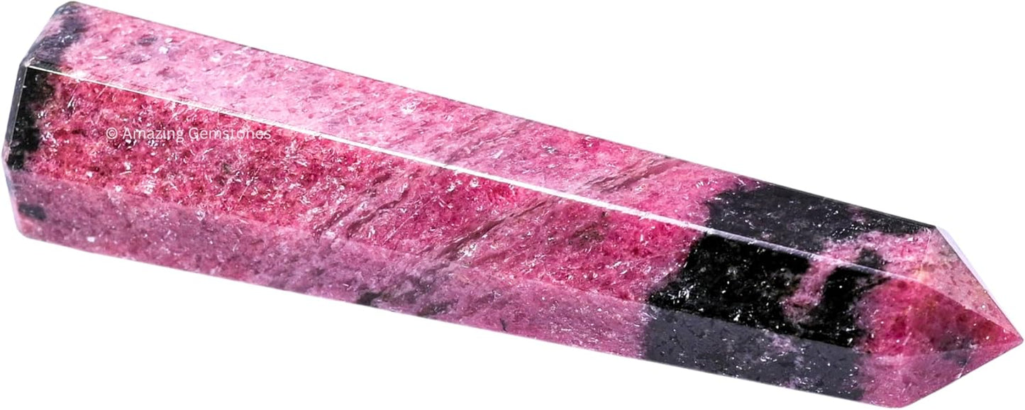 Amazing Gemstone Rhodonite Crystal Towers - Natural Healing Crystal Point Obelisk for Reiki Healing and Crystal Grid (3 Inch)