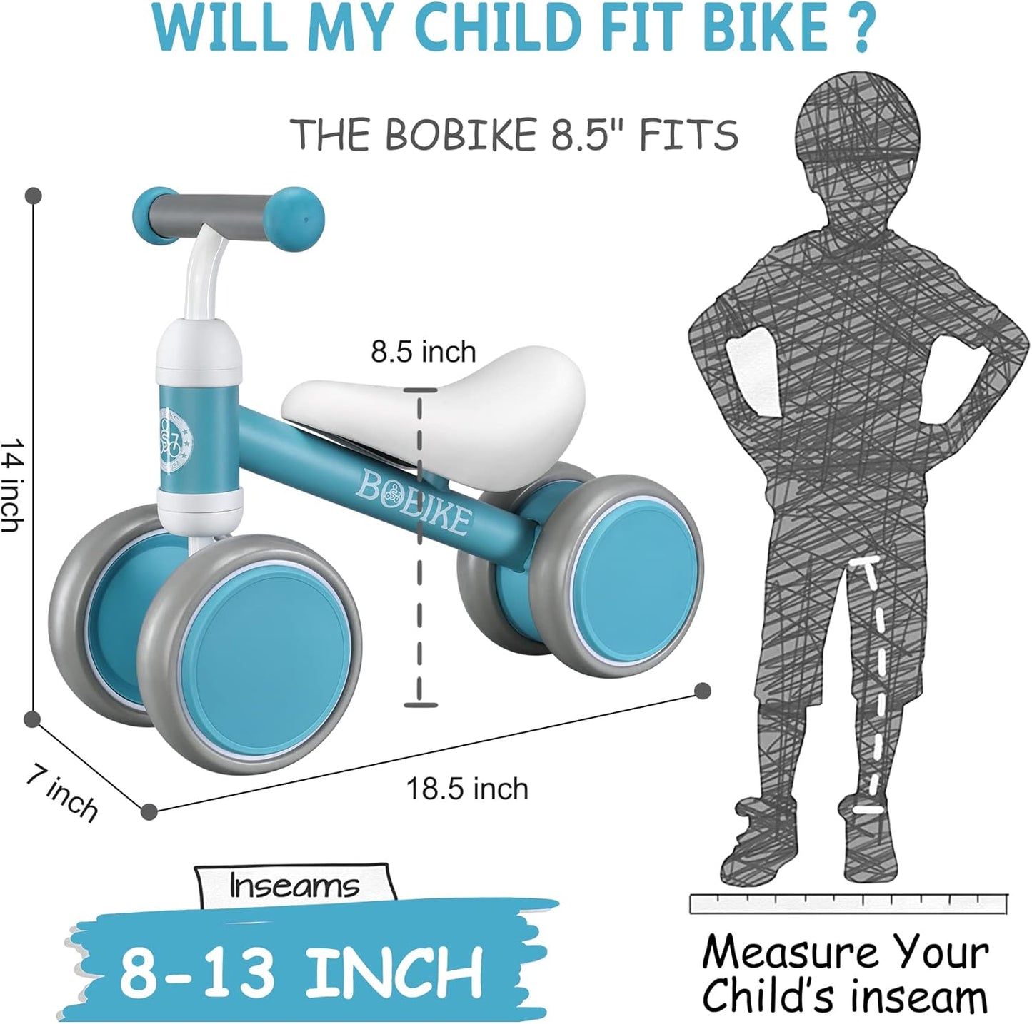 Baby Balance Bike Toys for 12-36 Months Kids Toy Boy and Girls Gifts Toddler Best First Birthday Gift Children Walker No Pedal Infant 4 Wheels Bicycle (Classic, Light Blue)