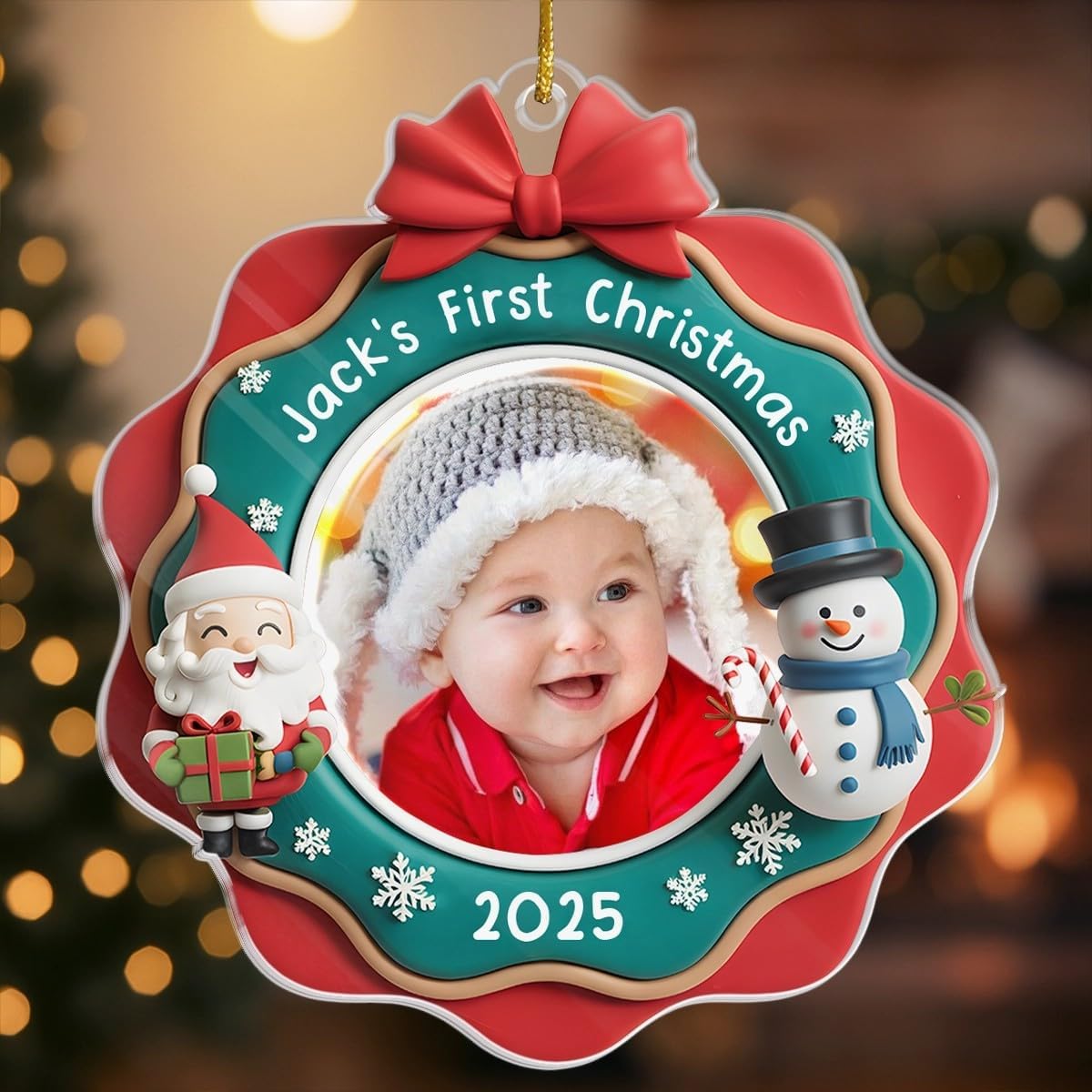 Pawfect House Custom Photo Acrylic Ornament, Personalized Christmas Baby Shower, Gender Reveal Gifts For New Moms, New Dads, New Parents, Christmas Tree Decorations For New Parents, House Warming Gift