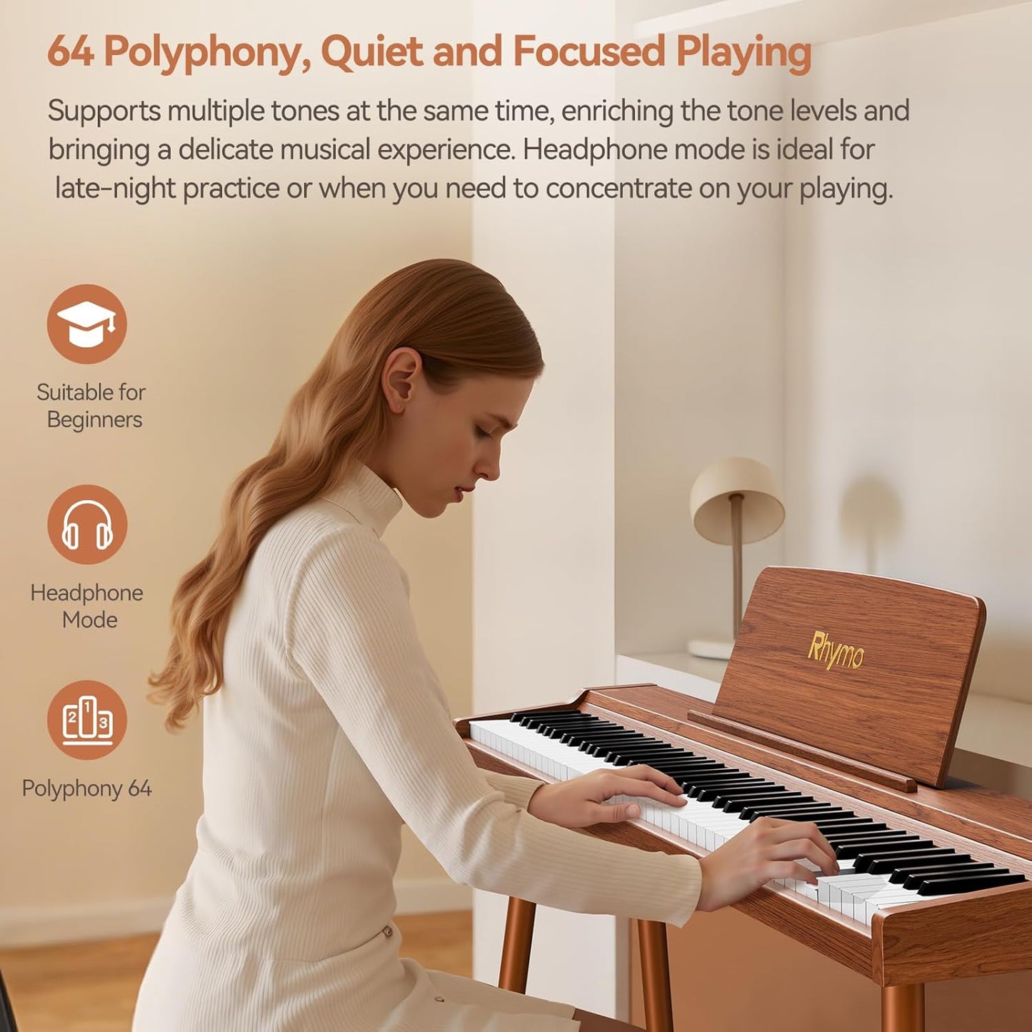 Rhymo 88 Key Weighted Keyboard Piano, Home Digital Piano Full Size Keyboard with Stand, Includes Professional Triple Pedal, Sheet Music Stand, Sensitive Touch Electric Piano Keyboard for Beginners