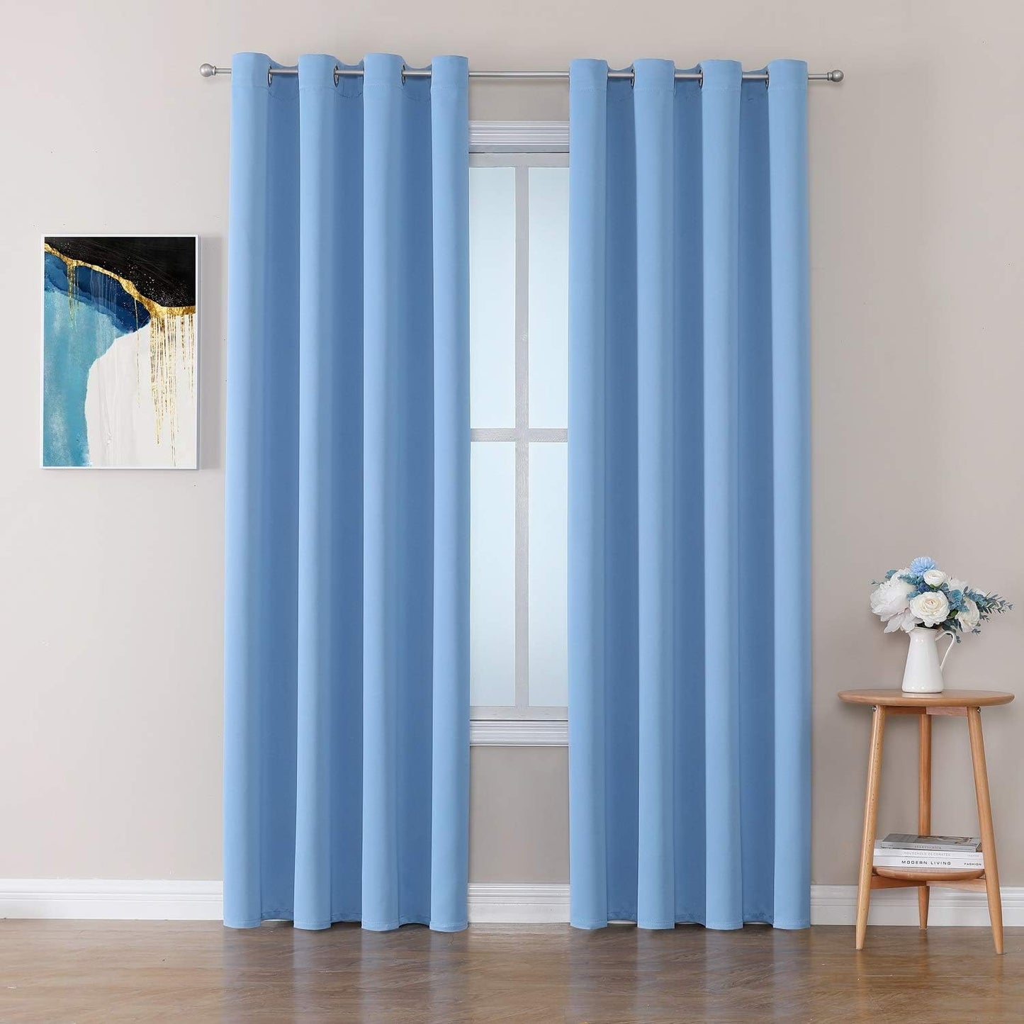 ChrisDowa Grommet Room Darkening Curtains for Bedroom and Living Room - 2 Panels Set Thermal Insulated Blackout Curtains (Sky Blue, 52W x 95L)