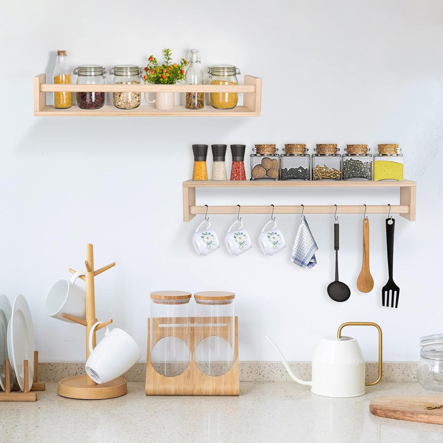 Gneric Floating Shelves for Wall, 23.6 inch Burlywood Nursery Book Shelves, Wall Shelves for Living Room Bedroom Decor,Kitchen Spice Rack,Bathroom Storage Rack(2 Pack)