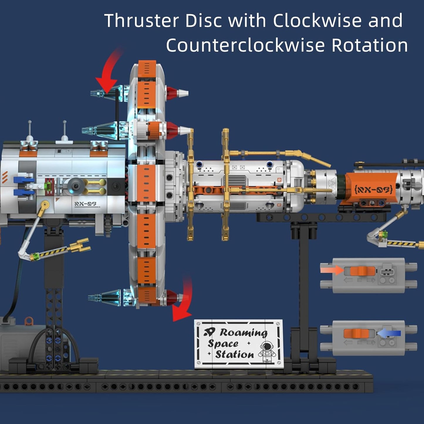 Space Station Spaceship Building Block Set with Motor & LED Lights, Space Exploration Model Building Kits with Display Stand, STEM Engineering Gift for Kids,Adults and Space Fans (1583 PCS)
