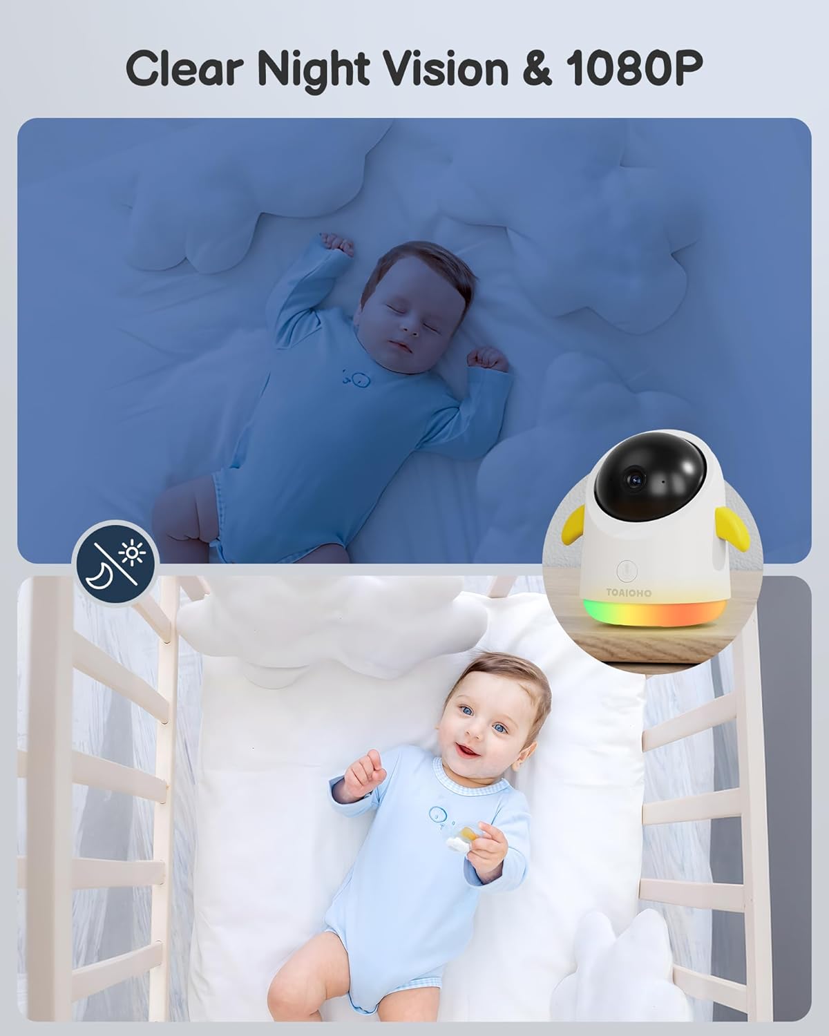 Baby Monitor with 2 Cameras and Audio WiFi/No WiFi: Baby Monitor WiFi Smartphone APP Control NightVision 4.3' Screen Smart Video Baby Monitor with Remote PTZ 2-Way Talk Motion & Cry Alert iOS/Android