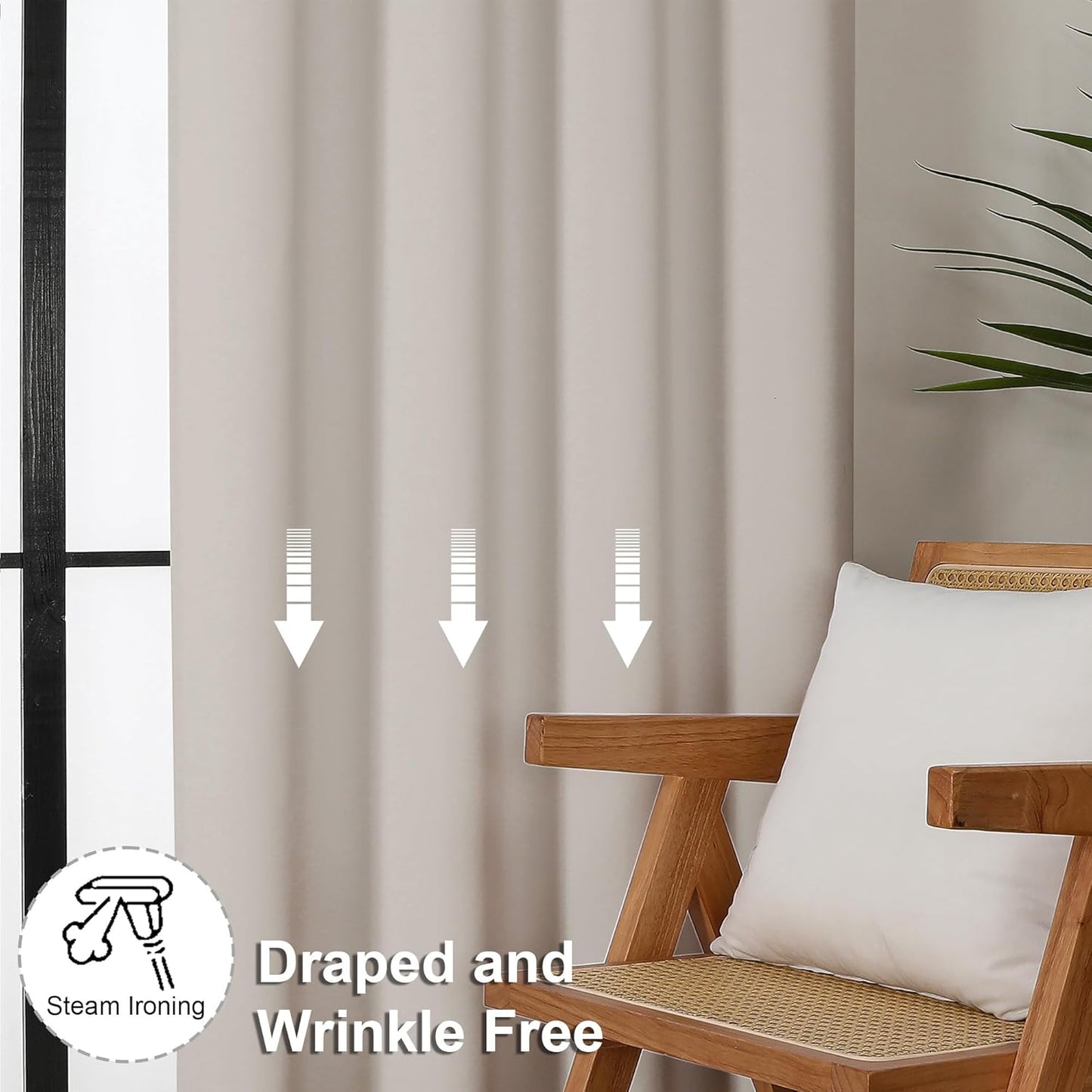 Simplebrand Ava Natural Blackout Curtains for Bedroom 84 Inch Length 2 Panels Set, Solid Thermal Insulated Privacy Living Room Window Treatment Curtains Blackout Drapes, W40 x L84 Inch, Natural