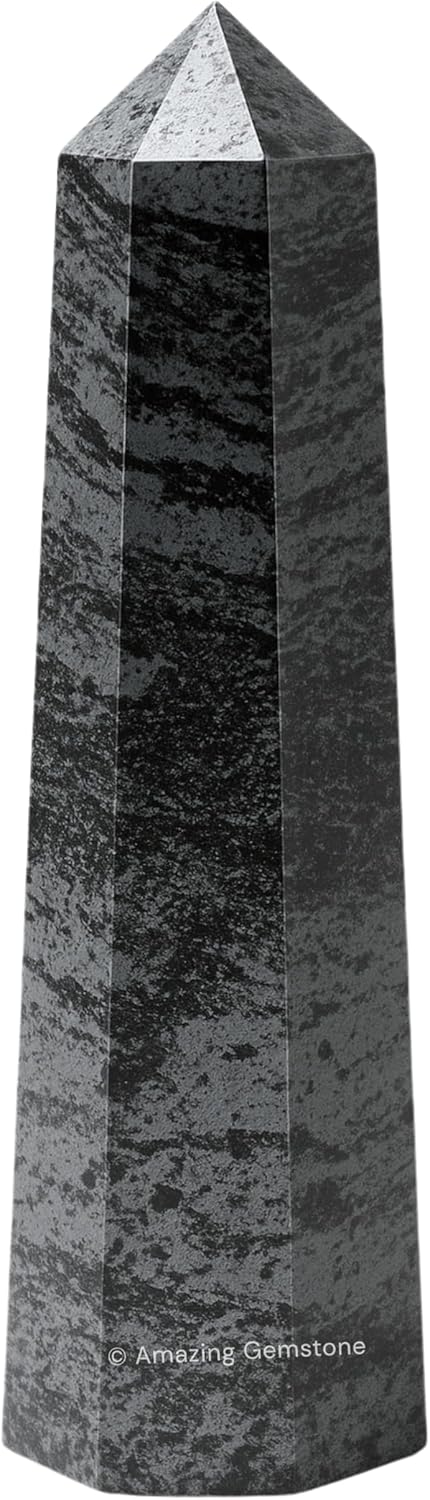 Amazing Gemstone Hematite Crystal Towers - Natural Healing Crystal Point Obelisk for Reiki Healing and Crystal Grid (3 Inch)