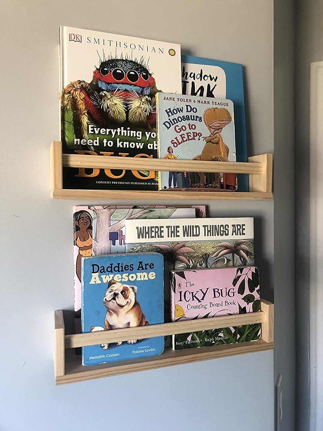 Gneric Floating Shelves for Wall, Burlywood Nursery Book Shelves, 15.7 inch Kids Bookshelf, Wall Shelves for Living Room Bedroom Decor,Kitchen Spice Rack,Bathroom Storage Rack(2 Pack)